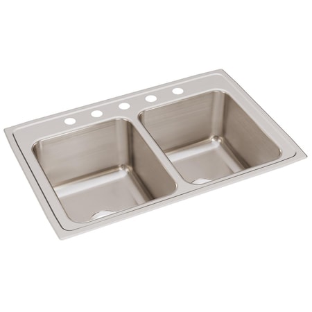 Elkay Lustertone Ss 33 X 22 X 12.1 Equal Double Bowl Drop-In Sink W/ Quick-Clip DLRQ3322125